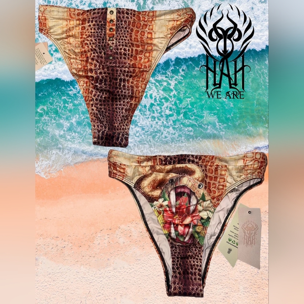 NWT, WE ARE HAH BOTTOMS UP HIGH RISE BIKINI BOTTOM, SIZE LARGE